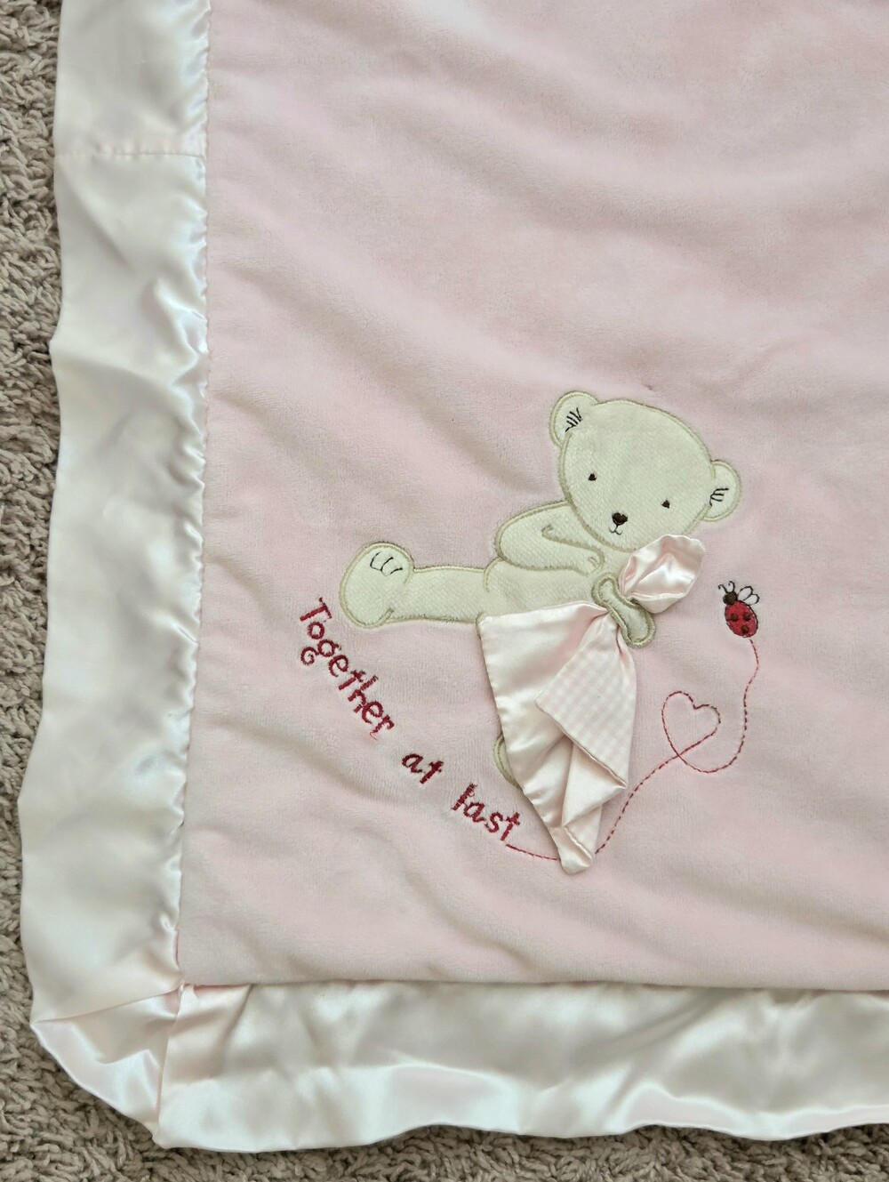 Bunnies By the Bay Pink Baby Security Blanket “Together At Last” Teddy Bear